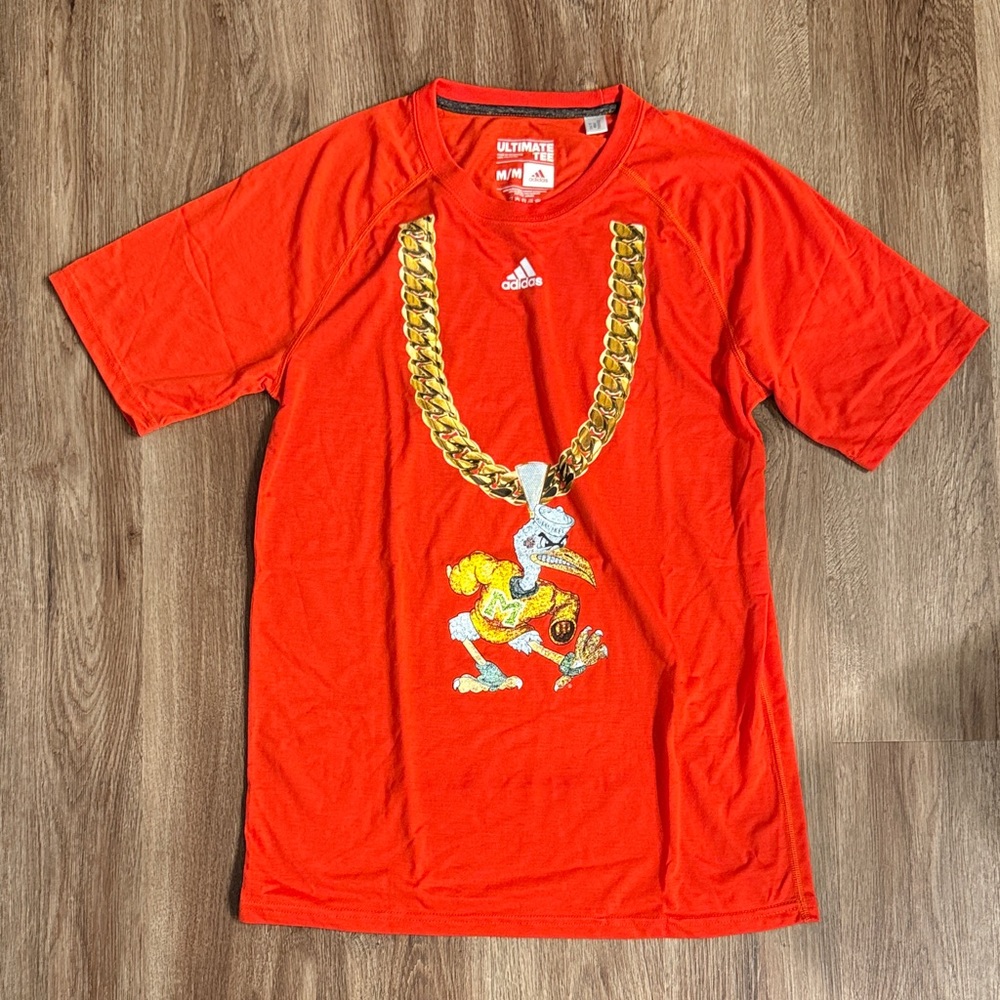 Adidas Miami Hurricanes Ibis Turnover Chain Tee Shirt - NWOT - Medium